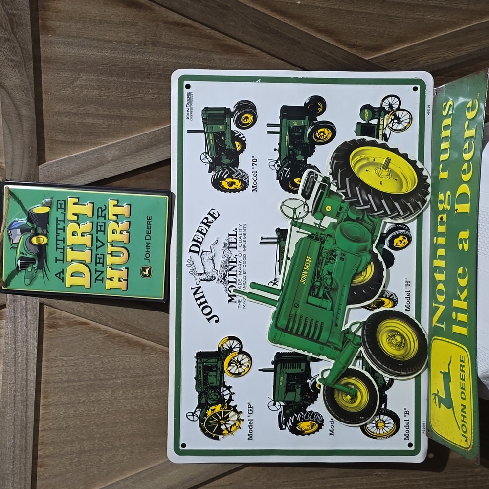 John Deere Licensed Tin Signs Lot Of 4